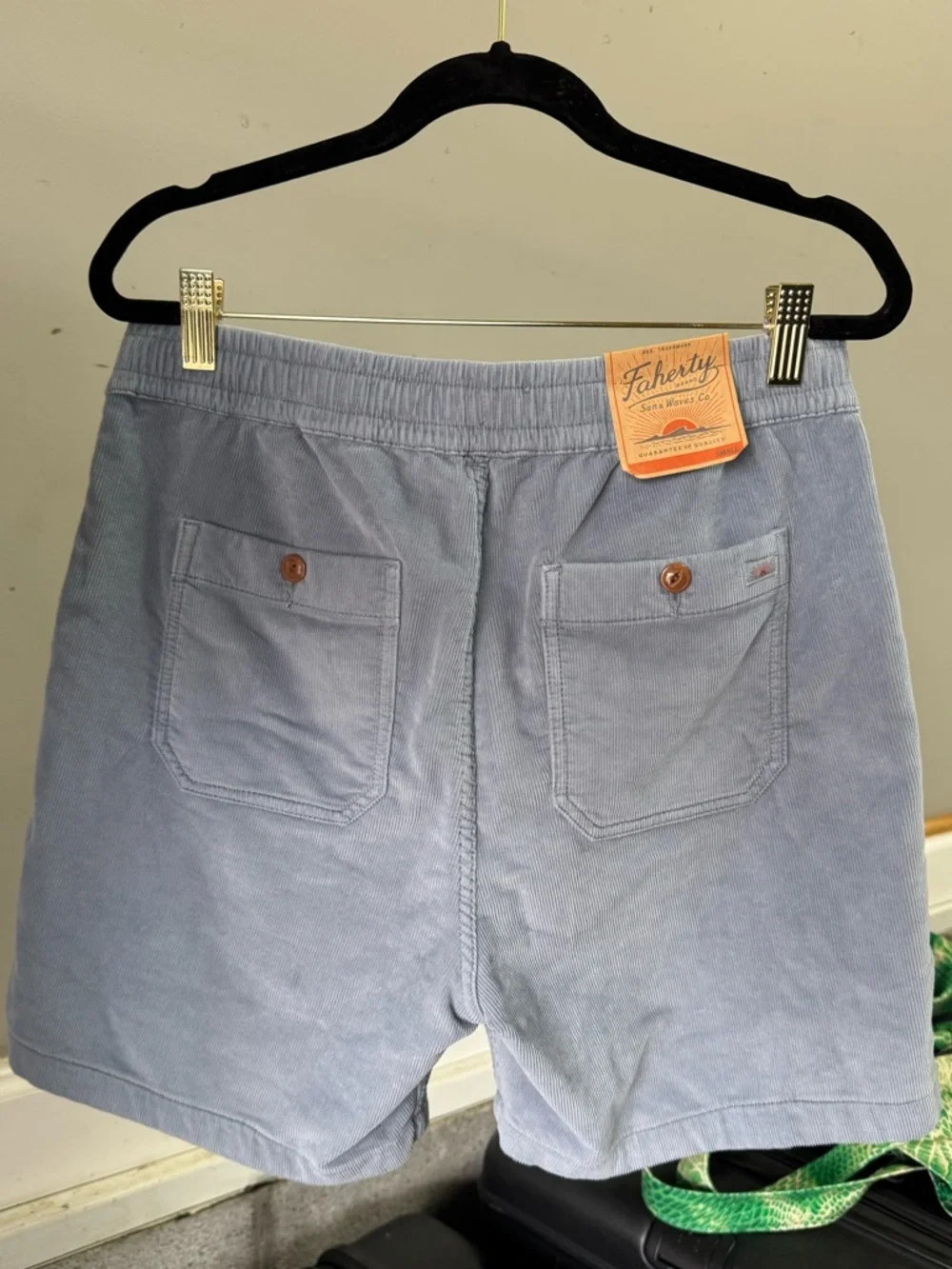 Faherty Light Blue Drawstring Corduroy Shorts